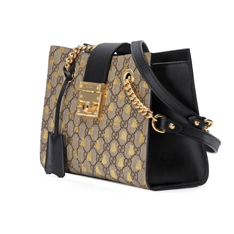 gucci shopping bag with bee|Gucci padlock small shoulder bag.